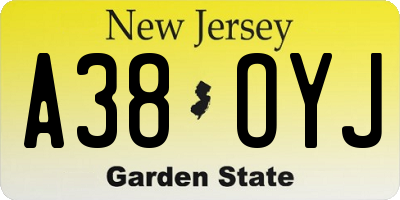 NJ license plate A38OYJ