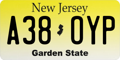 NJ license plate A38OYP