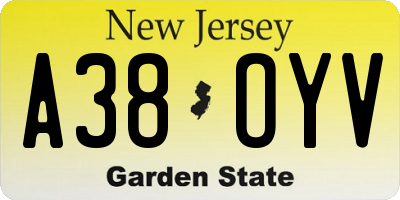 NJ license plate A38OYV