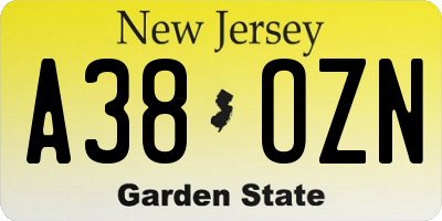 NJ license plate A38OZN
