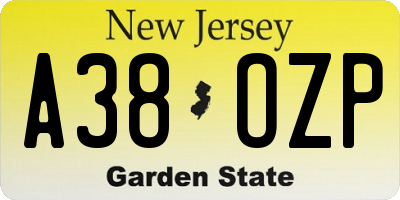 NJ license plate A38OZP