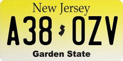 NJ license plate A38OZV