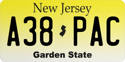 NJ license plate A38PAC