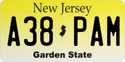 NJ license plate A38PAM