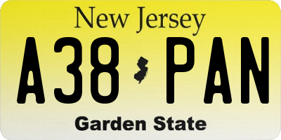 NJ license plate A38PAN