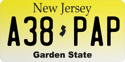 NJ license plate A38PAP