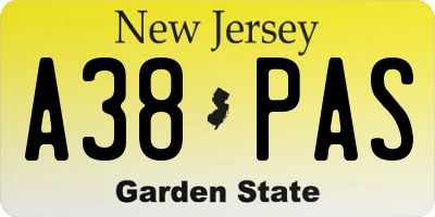 NJ license plate A38PAS