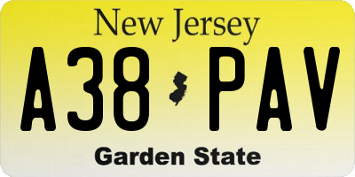 NJ license plate A38PAV