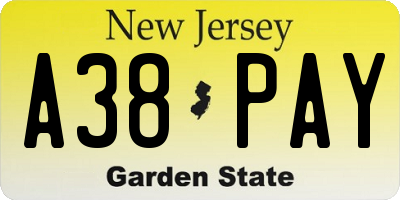 NJ license plate A38PAY