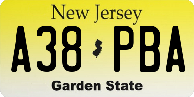 NJ license plate A38PBA