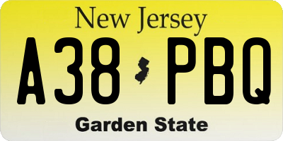 NJ license plate A38PBQ