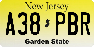 NJ license plate A38PBR
