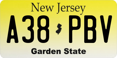 NJ license plate A38PBV