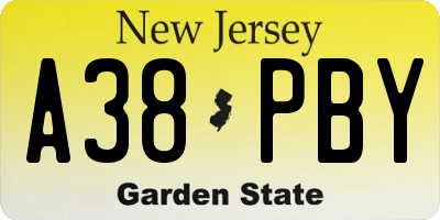 NJ license plate A38PBY