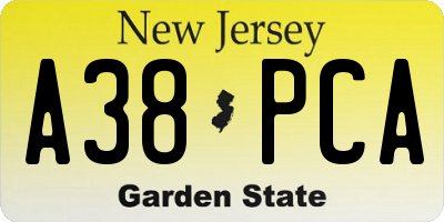 NJ license plate A38PCA