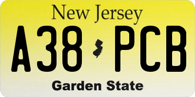 NJ license plate A38PCB