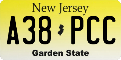 NJ license plate A38PCC