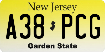 NJ license plate A38PCG