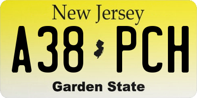 NJ license plate A38PCH