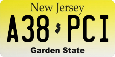 NJ license plate A38PCI