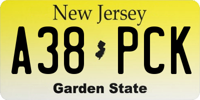 NJ license plate A38PCK