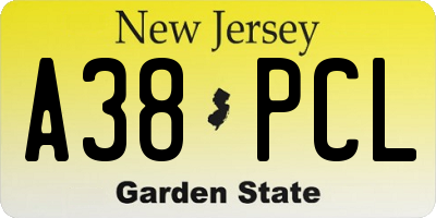 NJ license plate A38PCL