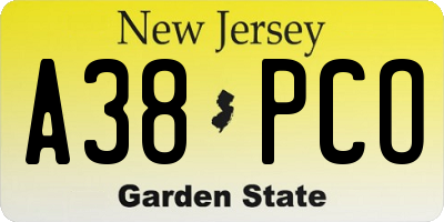 NJ license plate A38PCO