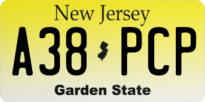 NJ license plate A38PCP