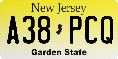 NJ license plate A38PCQ
