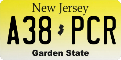 NJ license plate A38PCR