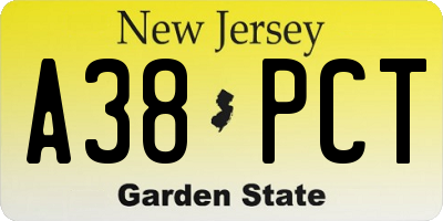 NJ license plate A38PCT