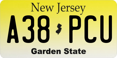 NJ license plate A38PCU