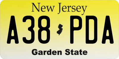 NJ license plate A38PDA