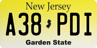NJ license plate A38PDI