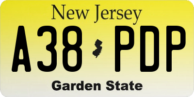 NJ license plate A38PDP