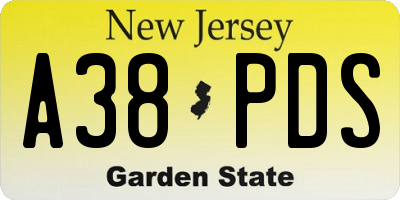 NJ license plate A38PDS