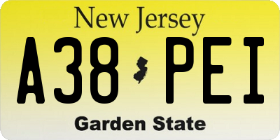 NJ license plate A38PEI