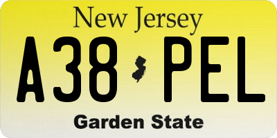 NJ license plate A38PEL