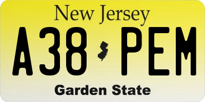 NJ license plate A38PEM