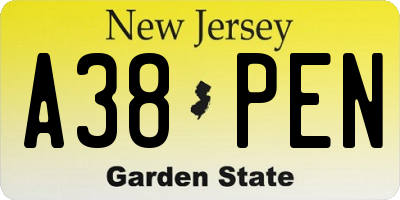 NJ license plate A38PEN