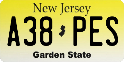NJ license plate A38PES