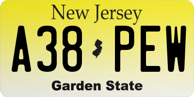 NJ license plate A38PEW