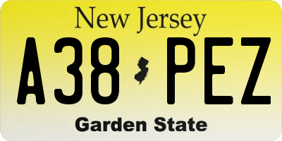 NJ license plate A38PEZ