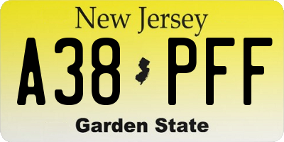 NJ license plate A38PFF