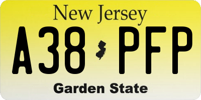 NJ license plate A38PFP