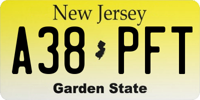 NJ license plate A38PFT