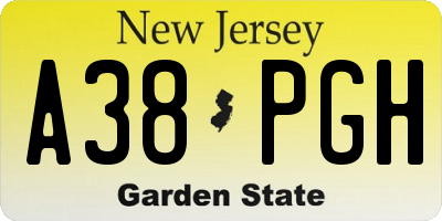 NJ license plate A38PGH
