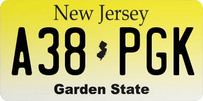 NJ license plate A38PGK