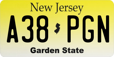 NJ license plate A38PGN