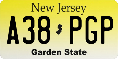 NJ license plate A38PGP